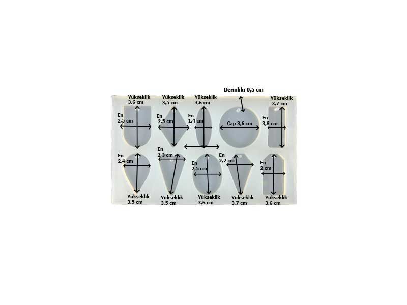 10'lu Geometrik Model Kolye Epoksi Kalıbı EPK-335 - 2