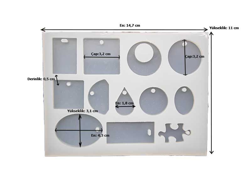 Epoksi Çoklu Geometrik Kolye Silikon Kalıbı EPK-37 - 2