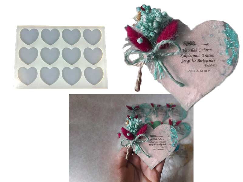 12'li Kalp Model Magnet Epoksi Kalıbı EPK-326 - Kimyacınız