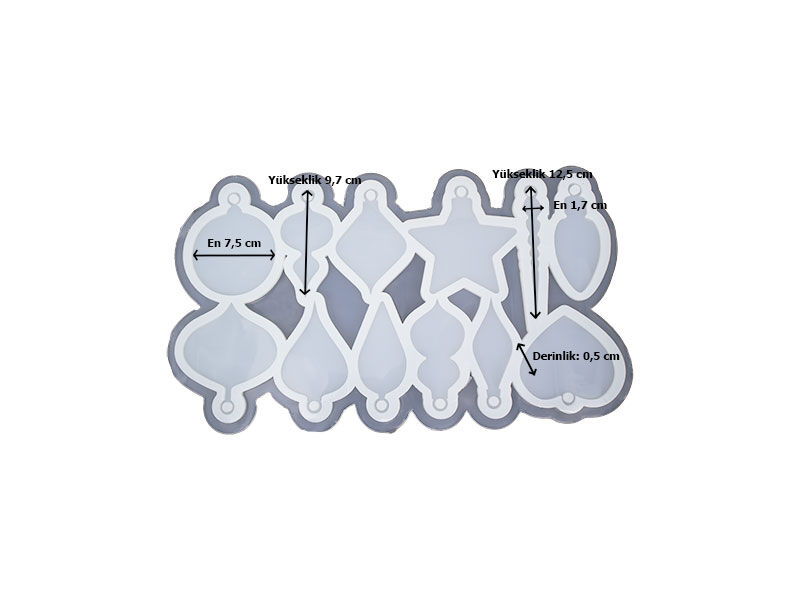 12'li Yılbaşı Çam Ağacı Süsü Epoksi Kalıbı EPK-539 - 3