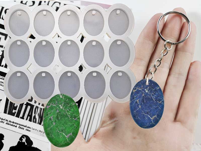 15'li Oval Anahtarlık Epoksi Kalıbı EPK-721 - 1