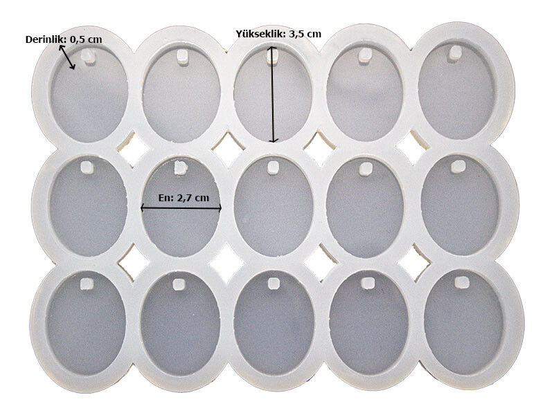 15'li Oval Anahtarlık Epoksi Kalıbı EPK-721 - 2