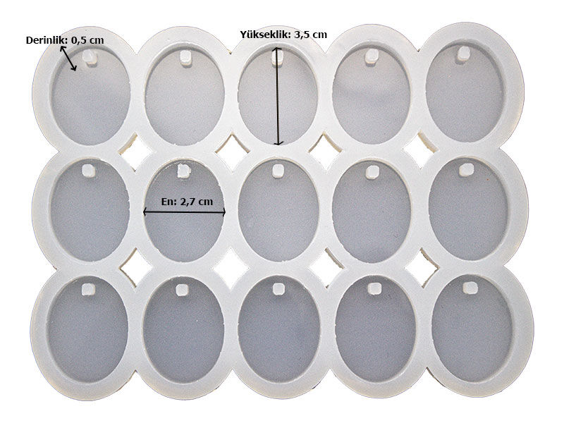 15'li Oval Anahtarlık Epoksi Kalıbı EPK-721 - 2
