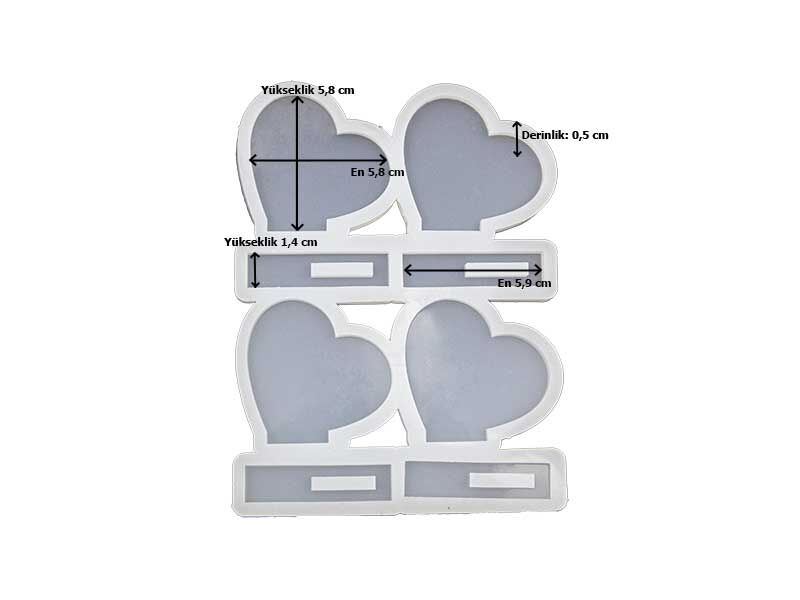 4'lü Kalp Model Masa Süsü Epoksi Kalıbı EPK-450 - 2