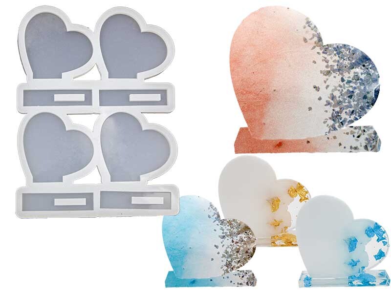 4'lü Kalp Model Masa Süsü Epoksi Kalıbı EPK-450 - 1