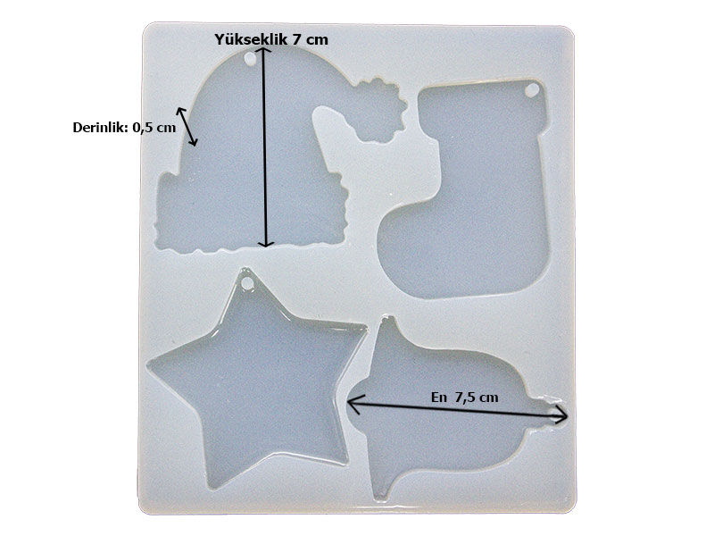 4'lü Kar Motif Yılbaşı Süsü Epoksi Kalıbı EPK-773 - 3