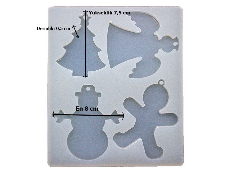 4'lü Noel Motifli Yılbaşı Süsü Epoksi Kalıbı EPK-770 - 2