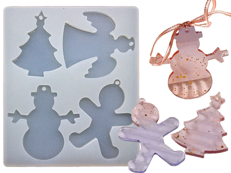 4'lü Noel Motifli Yılbaşı Süsü Epoksi Kalıbı EPK-770 - 1