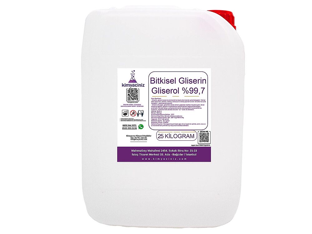 Bitkisel Gliserin - Gliserol %99,7 25 KG - 1