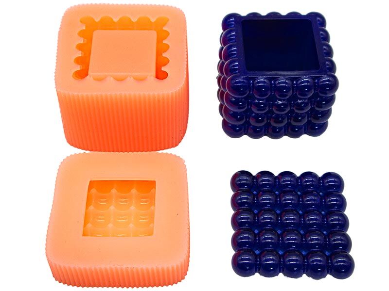 Bubble Kapaklı Beton Saksı Silikon Kalıp B-112 - 1