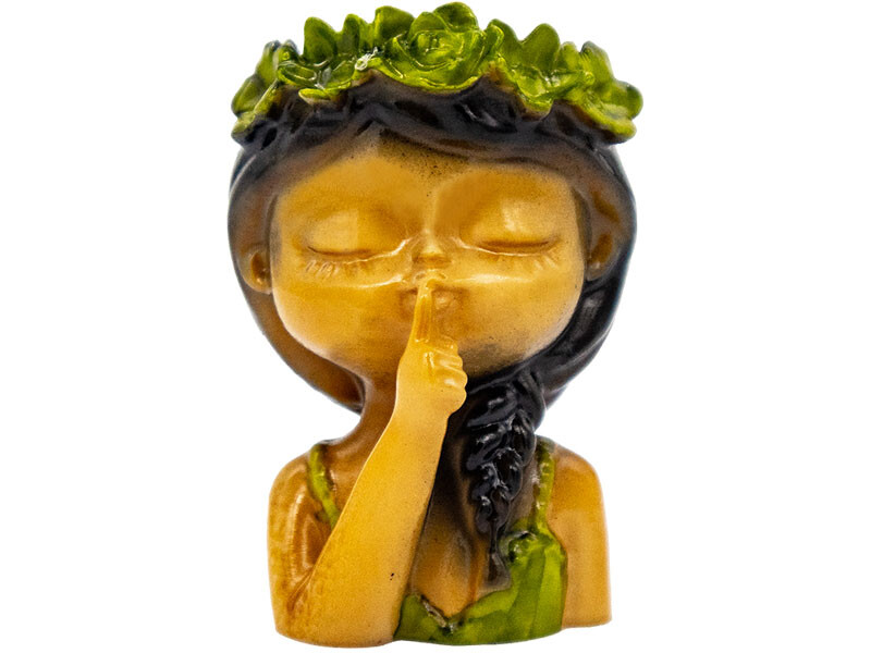 Çiçekli Sus Yapan Kız Beton Saksı Silikon Kalıp B-109 - 3