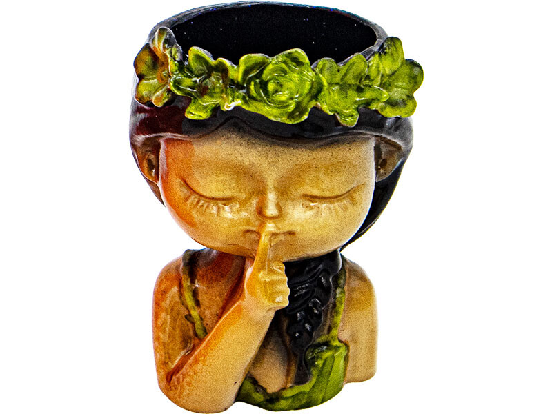 Çiçekli Sus Yapan Kız Beton Saksı Silikon Kalıp B-109 - 8