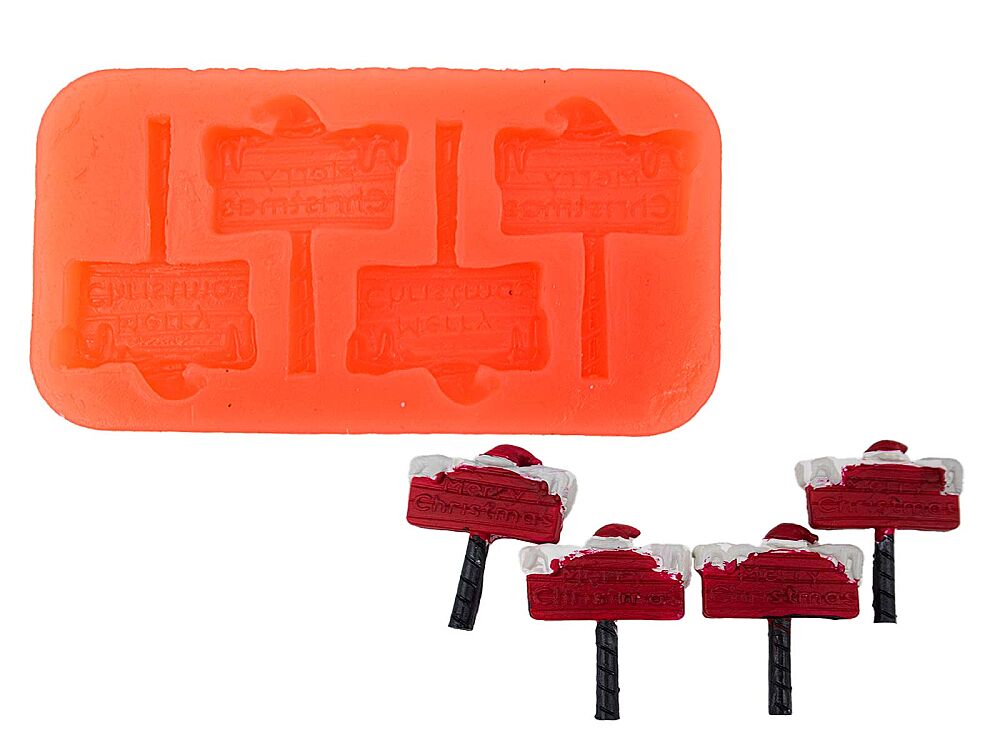 Çoklu Mutlu Noeller Tabela Silikon Mum Kalıbı M-345 - 1