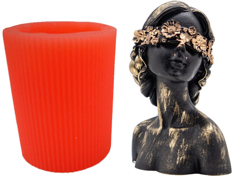 Dantelli Gözleri Bağlı Kadın Silikon Mum Kalıbı M-154 - 1