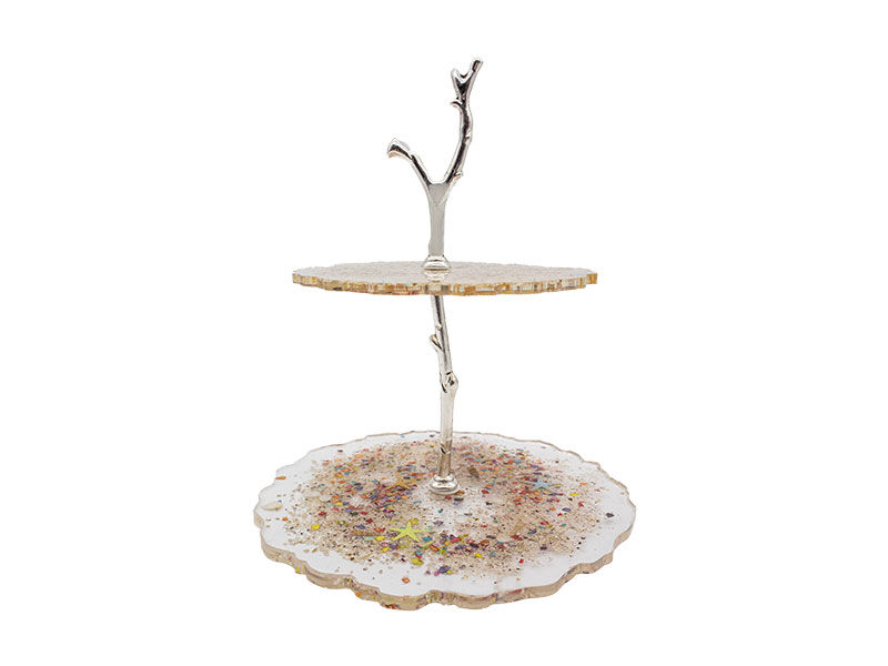 Epoksi Dal Model Kek Standı Demiri Gümüş Renk - 1