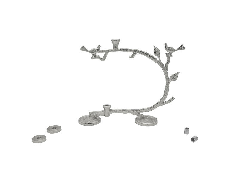 Epoksi Dalda Kuş Figürlü Kek Standı Demiri Gümüş Renk - 2