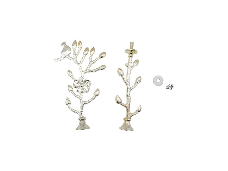 Epoksi Dalda Kuş Model Kek Standı Demiri Gümüş Renk - 2