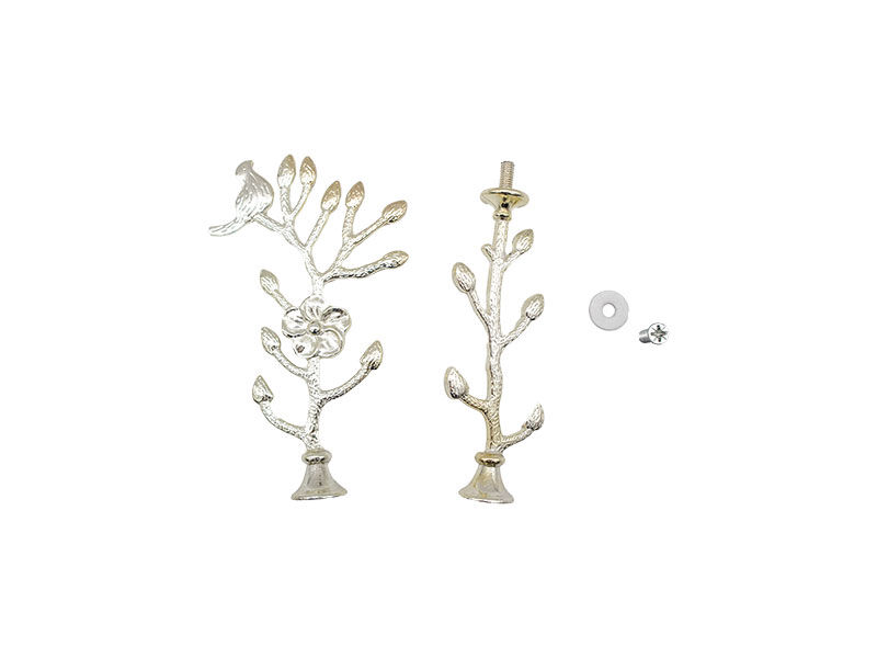 Epoksi Dalda Kuş Model Kek Standı Demiri Gümüş Renk - 2