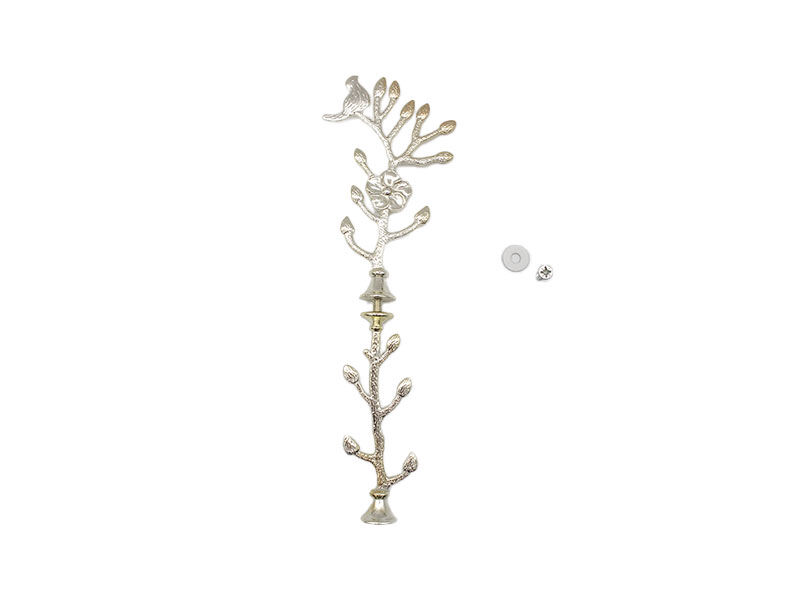 Epoksi Dalda Kuş Model Kek Standı Demiri Gümüş Renk - 3