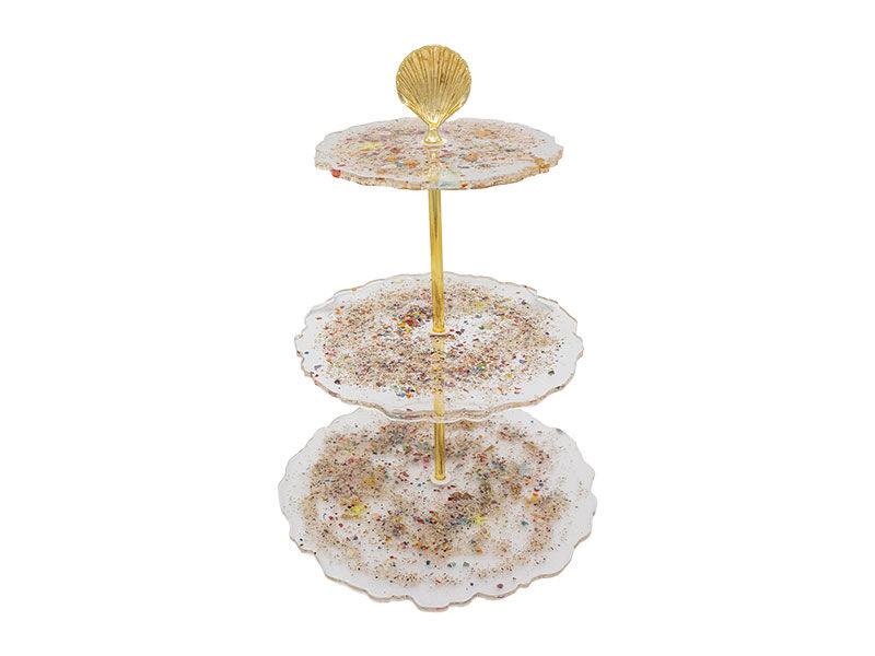 Epoksi İstiridye Model Kek Standı Demiri Gold - 1