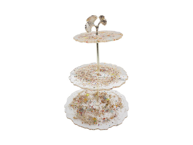 Epoksi Mantar Model Kek Standı Demiri Gümüş Renk - 1