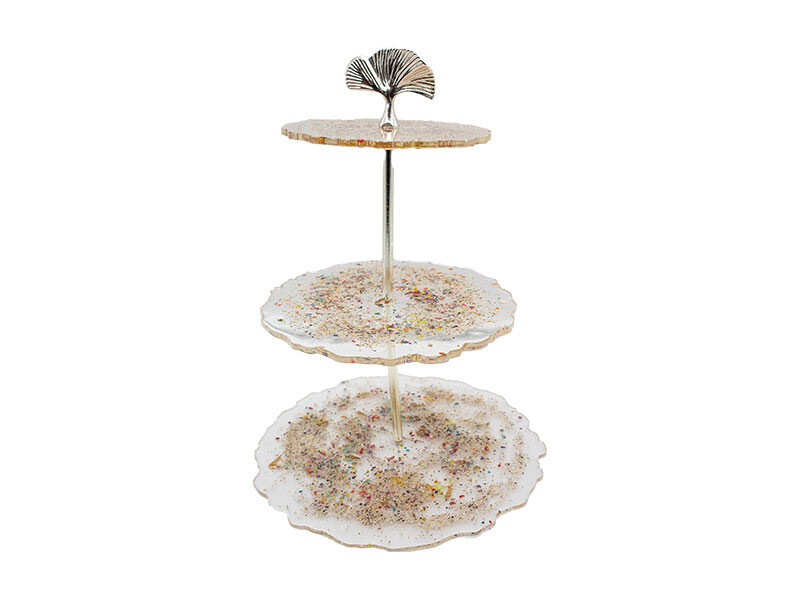 Epoksi Mercan Model Kek Standı Demiri Gümüş Renk - 1