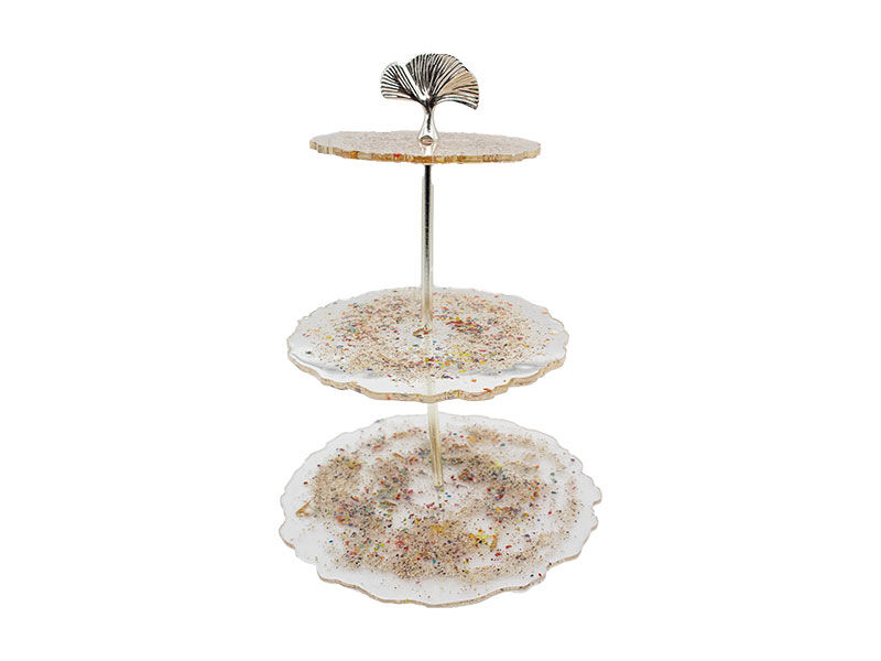 Epoksi Mercan Model Kek Standı Demiri Gümüş Renk - 1