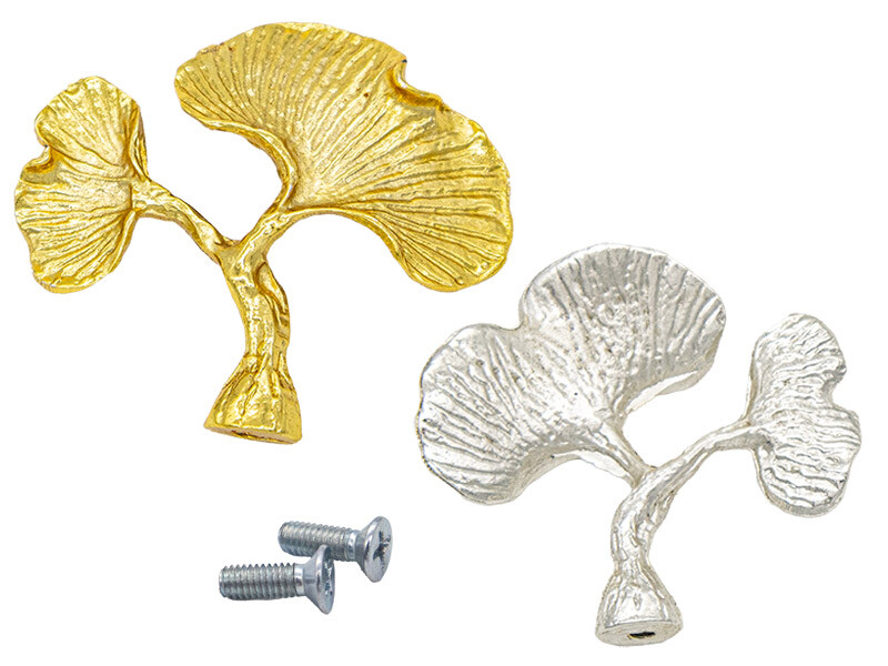 Epoksi Tepsi Ginko Yaprak Model Gold Gümüş Set Kulp - 1