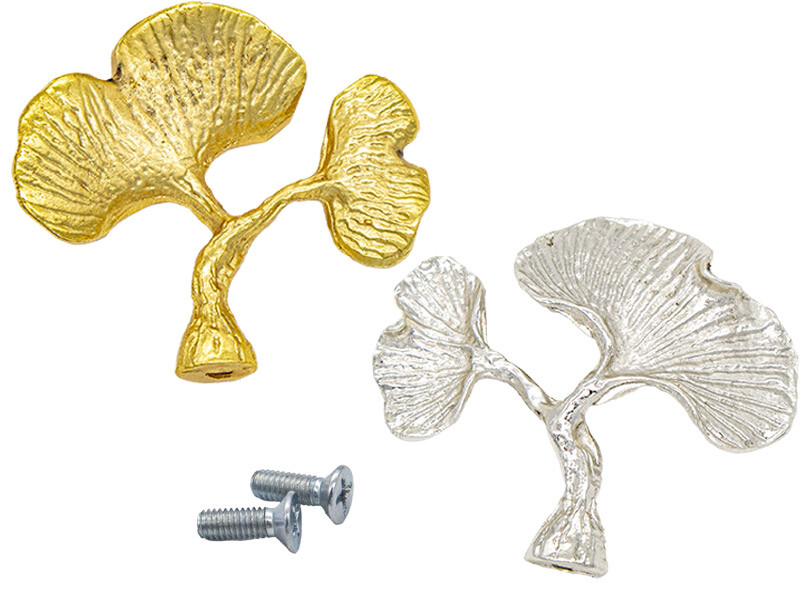 Epoksi Tepsi Ginko Yaprak Model Gold Gümüş Set Kulp - 2