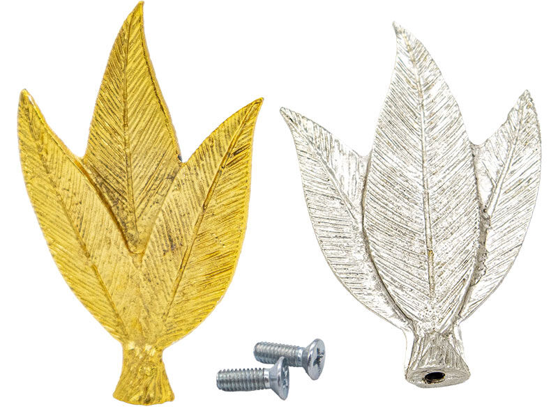 Epoksi Tepsi Yaprak Model Gold Gümüş Set Kulp - 1