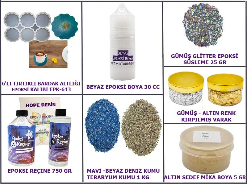 Epoksi Tırtıklı Bardak Altlığı Yapım Seti - Kimyacınız