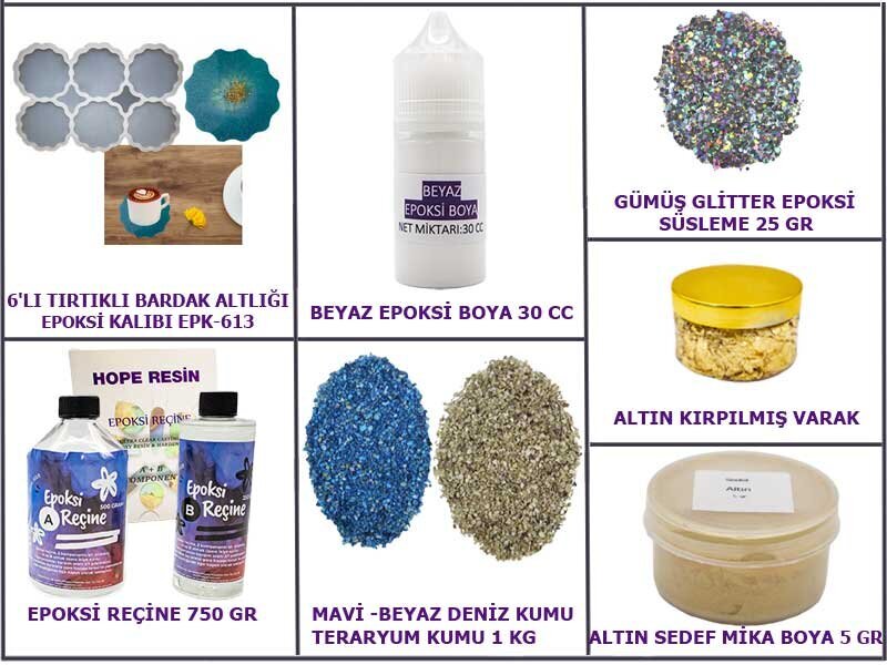 Epoksi Tırtıklı Bardak Altlığı Yapım Seti - Kimyacınız