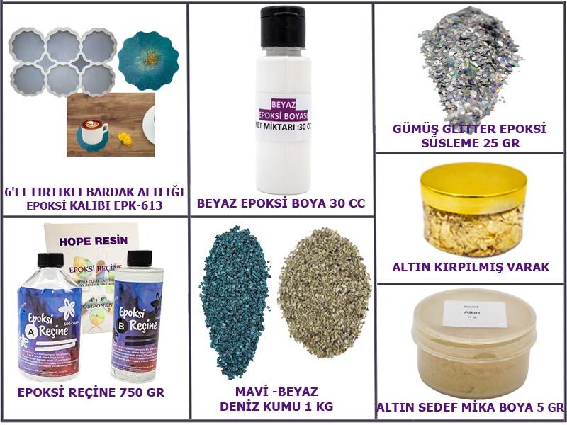 Epoksi Tırtıklı Bardak Altlığı Yapım Seti - 1