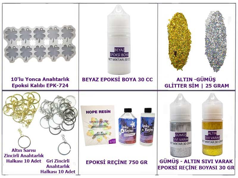 Epoksi Yonca Anahtarlık Yapım Seti - Kimyacınız