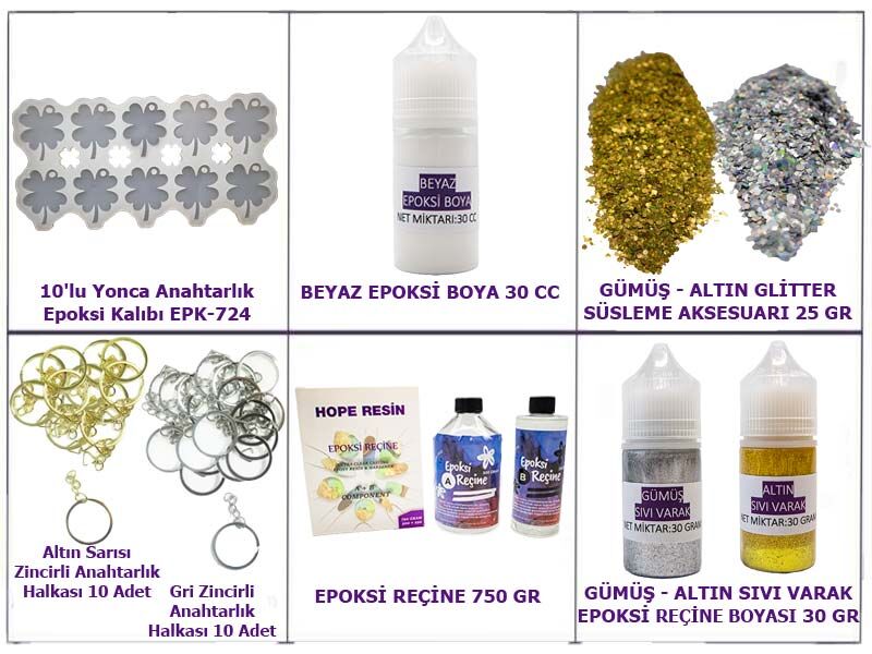 Epoksi Yonca Anahtarlık Yapım Seti - 1