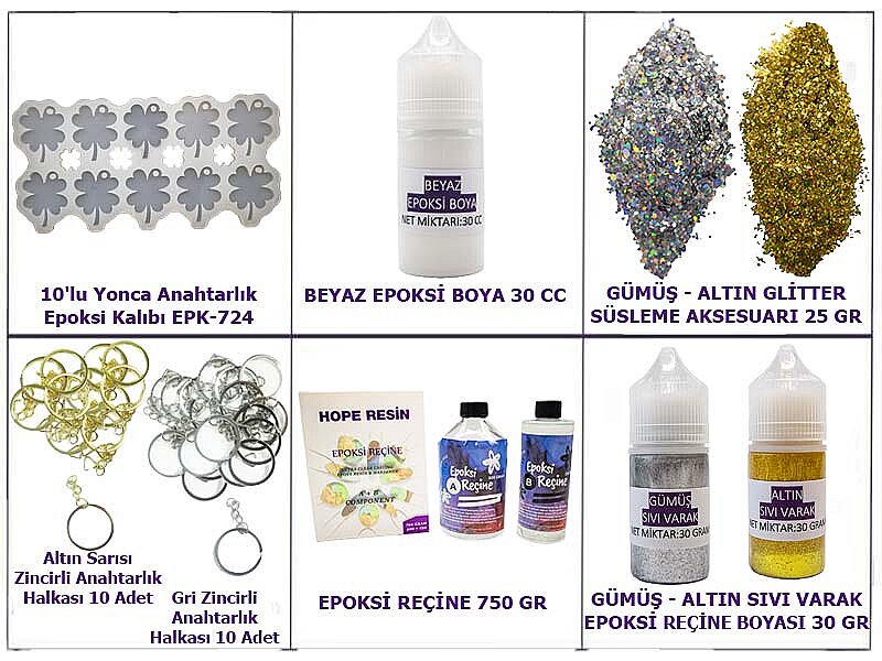 Epoksi Yonca Anahtarlık Yapım Seti - Kimyacınız