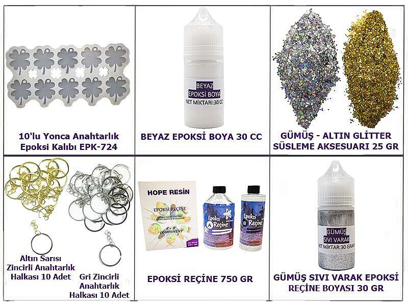 Epoksi Yonca Anahtarlık Yapım Seti - Kimyacınız