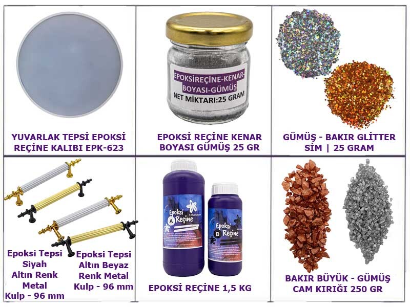 Epoksi Yuvarlak Tepsi Yapım Seti - Kimyacınız