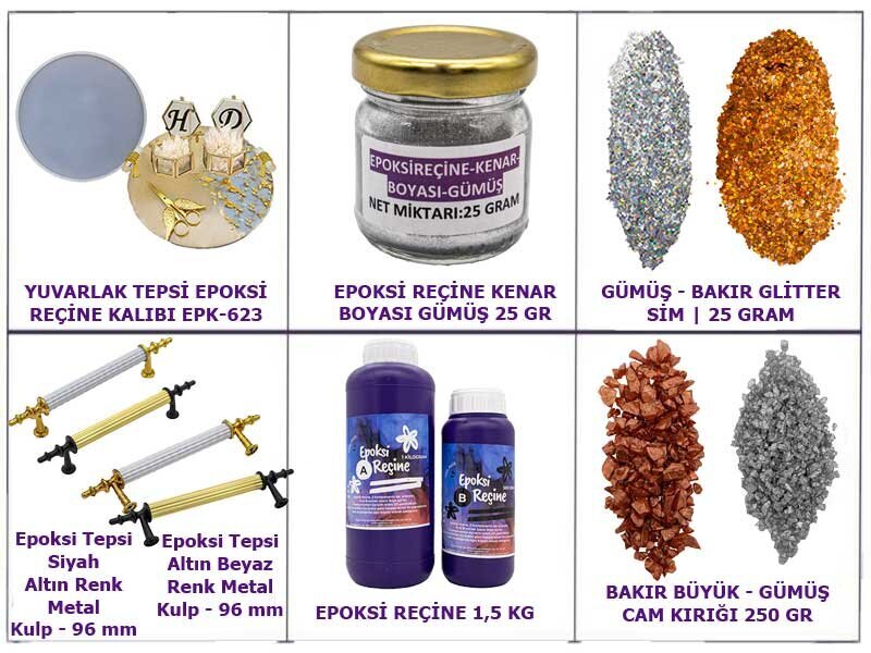 Epoksi Yuvarlak Tepsi Yapım Seti - Kimyacınız