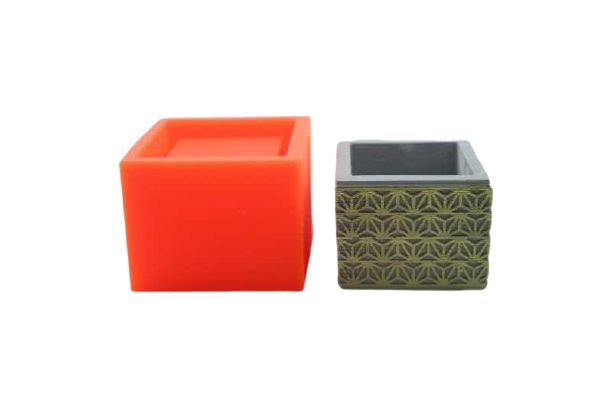 Geometrik Motifli Küp Beton Saksı Silikon Kalıp B-41 - 1