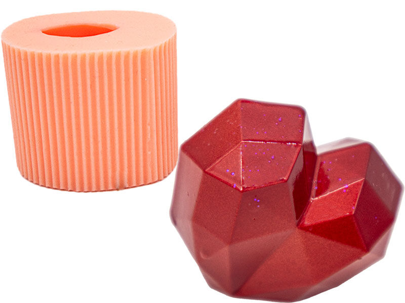 Geometrik Şekilli Kalp Silikon Mum Kalıbı M-200 - 1