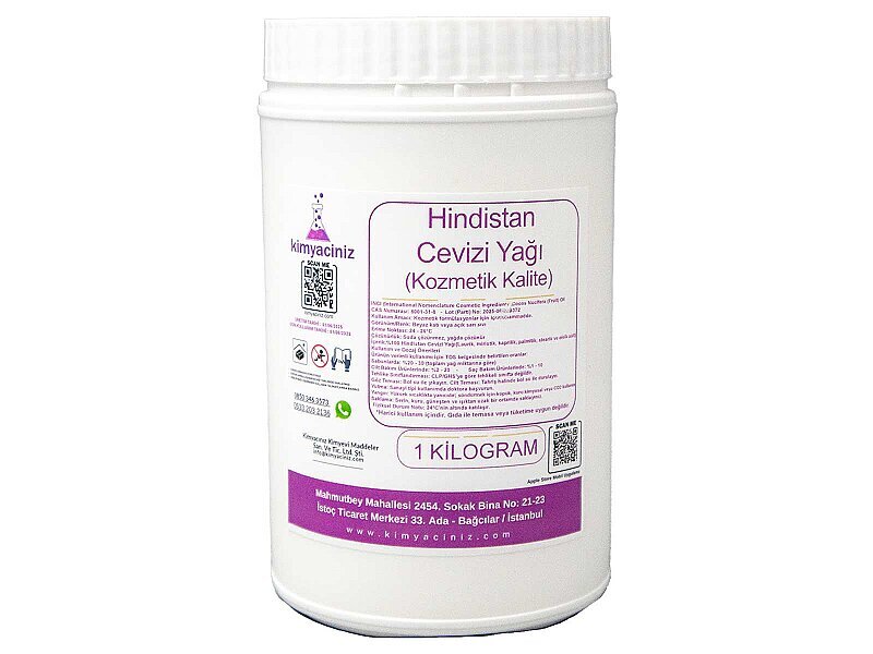 Hindistan Cevizi Yağı Kozmetik Kalite 1 KG - Kimyacınız