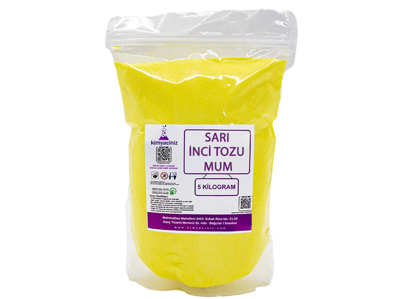 İnci Tozu Mum Sarı 5 KG - Kimyacınız