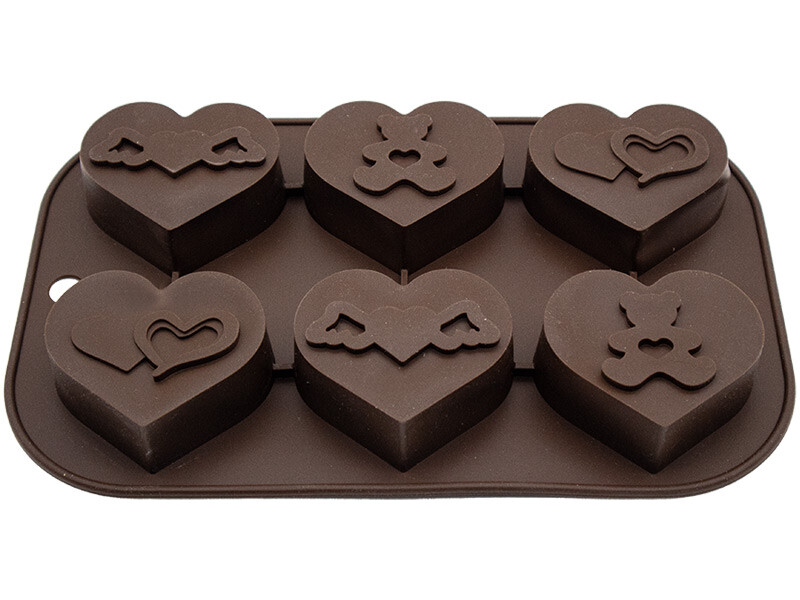 Kalp 6'lı Motifli Muffin Silikon Kalıbı KM-GG0715 - Kimyacınız