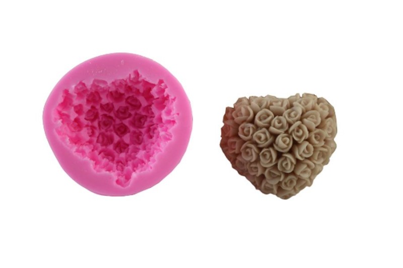 Kalp Gül Silikon Kalıbı GÜL-34 - Kimyacınız