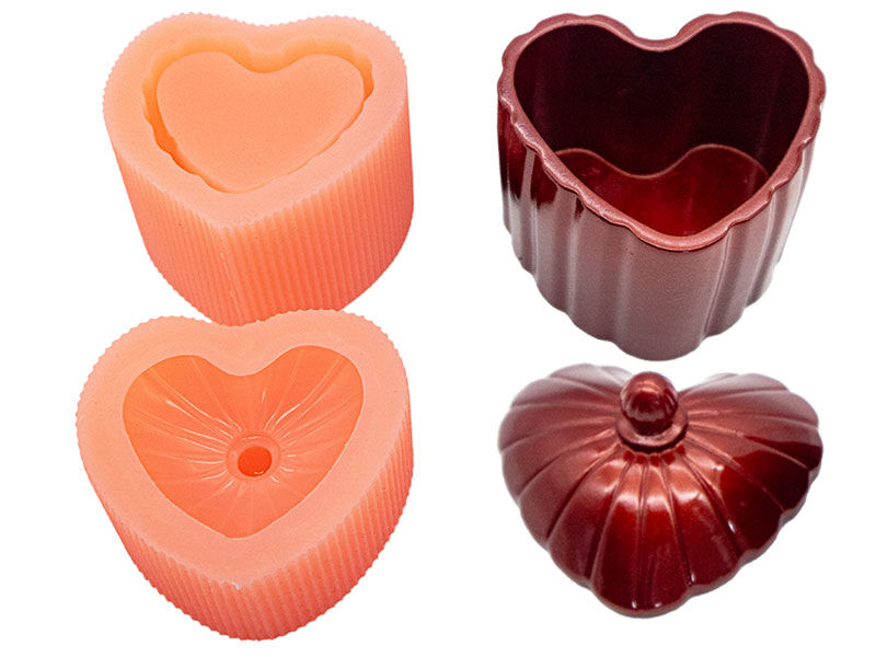 Kalp Kapaklı Beton Saksı Silikon Kalıp B-113 - 1