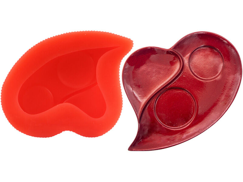 Kalp Sunumluk Beton Saksı Silikon Kalıbı B-97 - 1