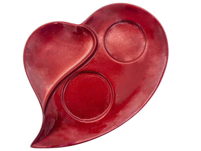 Kalp Sunumluk Beton Saksı Silikon Kalıbı B-97 - 2