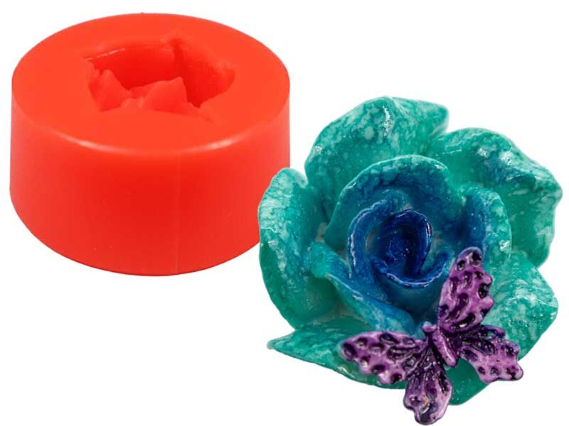 Kelebekli Gül Silikon Mum Kalıbı M-93 - 1