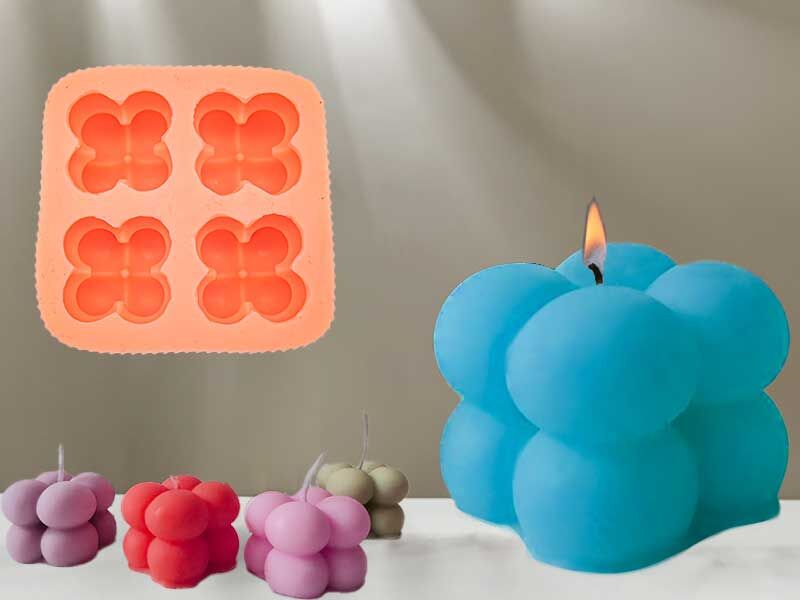 Küçük 4'lü Bubble Silikon Mum Kalıbı M-186 - 2